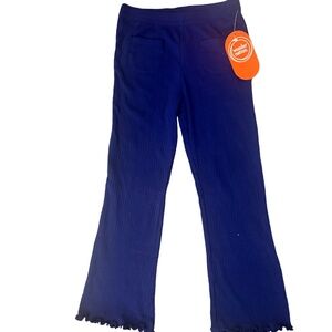 Wonder Nation Girls Ribbed Flare Pants Size 6 Blue Pull On Stretch NWT